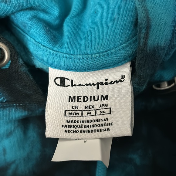 Blue & Black Tiedye Champion Hoodie - Picture 3 of 3